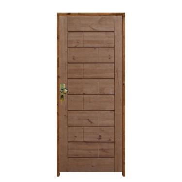 Imagem de Kit Porta De Madeira 210X82Cm Batente 11Cm Fechadura Stilo Cromada Externa Roma Pinus