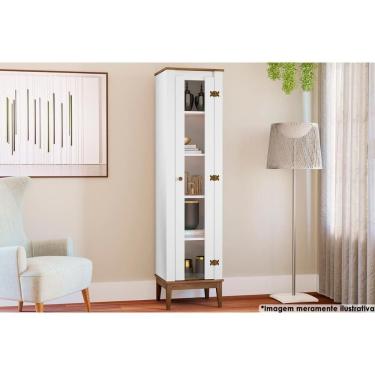 Imagem de Cristaleira Sala Jantar Mb 1017 1 Porta Freijo/branco - Movelbento