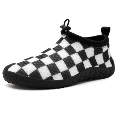 Imagem de WateLves Meias aquáticas para crianças, meninos e meninas, secagem rápida, leves, antiderrapantes com sola grossa flexível para praia, piscina, surfe, Xadrez, 15