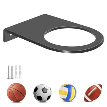 Imagem de TRINENOX Pacote com 2 suportes de basquete preto – Suporte de bola de parede com proteção UV | Solução de armazenamento de futebol/futebol