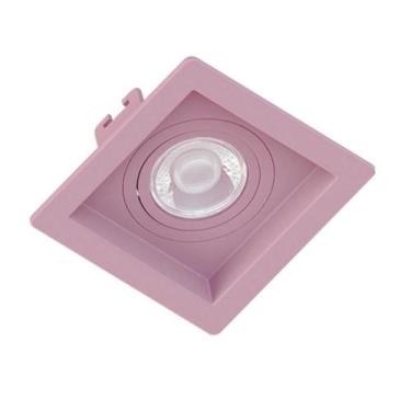 Imagem de Spot Embutir Quadrado Rosa ABS Recuado P/ 1xMR16 Dicroica - EMBUTIDO, 