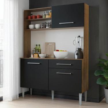 Imagem de Cozinha Completa Compacta 120cm Life Rústico Preto Madesa