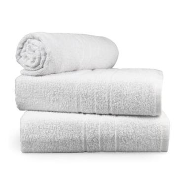 Imagem de Kit 20 Toalhas de Banho Para Hotel Cristal Reforçada Atacado - Branca 