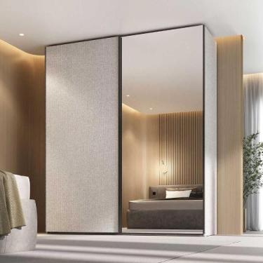 Imagem de Guarda Roupa Casal 2 Portas de Correr c/ Espelho 100% MDF - Mambel Q, 
