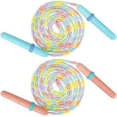 Imagem de Coolrunner Corda de pular infantil atualizada de 2 metros, corda de pular com contas macias com alças antiderrapantes macias, corda de pular ajustável para crianças e adultos, plástico segmentado por