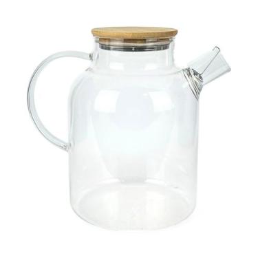 Imagem de Chaleira Em Vidro Borossilicato Tampa Bambu Chá Suco 1,8L - KeHome