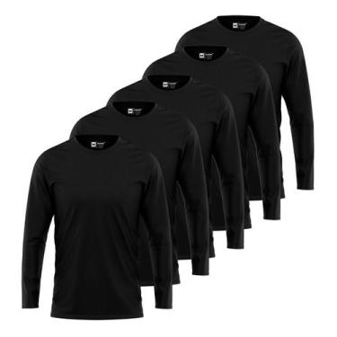 Imagem de Kit 5 Camiseta Manga Longa Masculina Slim Algodão 30.1 Zaroc Opção 2 P