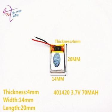 Imagem de Bateria 70 Mah 3,7v 2 Fios 4mm X 14mm X 20mm 401420 - bgb