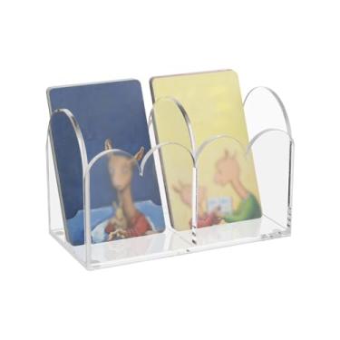 Imagem de Beautyflier Suporte de cartão para cartões de áudio Yoto Kids, organizador de cartão de mesa com 2 compartimentos, projetado para guardar mini cartões de áudio Yoto (transparente, 2 compartimentos)