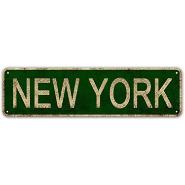 Imagem de LINStore Placa de Nova York, Placa de Lata de Metal Vintage com Nome Do Estado Da América, Decoração de Parede para Escritório/Casa/Sala de Aula- Melhores Ideias de Presentes de De (, Nova Iorque)