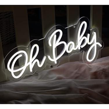 Imagem de NBZJ Letreiro De Neon Oh Baby - Letreiro Luminoso Com Letras Para Parede, Led Branco, Berçário, Quarto, Sala De Jogos, Clube, Bar, Casamento, Festa, Natal