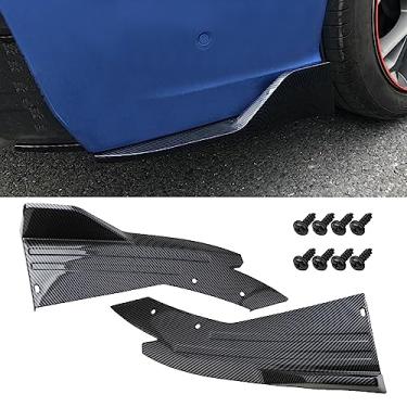 Imagem de OtpOutopa 2 peças de spoiler universal para carro, para-choque traseiro, carroceria, canard, difusor, spoilers, preto, para-choque dianteiro, saia lateral, protetor de spoiler, divisor de spoiler, kit