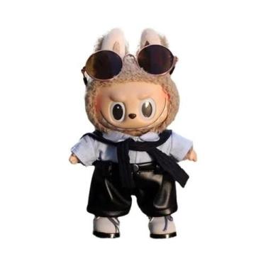 Imagem de Mini Boneca De Pelúcia De 17cm, Acessórios De Roupa, Macacão Xadrez Pa