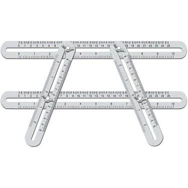 Imagem de Régua De Medição Multi-ângulo, Ferramenta De Modelo De Angleizador Universal De Aço Inoxidável, Ferramenta De Layout Para Instalação De Piso De Telha De Carpinteiro Telhado Diy