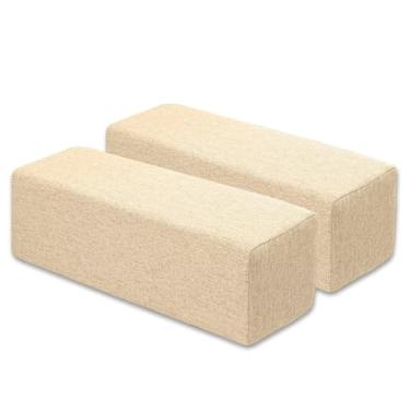 Imagem de NANGELRN Almofada de descanso de braço de sofá, almofada de descanso de braço de linho, almofada de apoio de braço de espuma de alta densidade, suporte de cotovelo retangular removível e lavável para