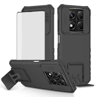 Imagem de Asuwish Capa de celular para Xiaomi Redmi Note 14 Pro 4G com protetor de tela de vidro temperado e capa de câmera deslizante com suporte, suporte fino, protetor híbrido, acessórios para celular 14Pro