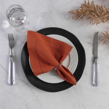 Imagem de Guardanapo de Tecido Algodão Ponto Ajour 8 Peças - Telha - Santos e Lu