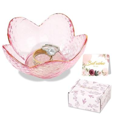 Imagem de Presentes para mulheres, anel de flor, prato de vidro, joias, bandeja de joias, organizador fofo, decoração de quarto, mesa de cabeceira estética, decoração de banheiro, bugiganga, suporte de anel