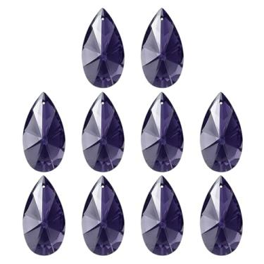Imagem de PATIKIL Pingentes de cristal K9, contas em gota, pacote com 10 peças de prismas de lustre de 38 mm, contas penduradas, lâmpada DIY para decoração de artesanato, roxo