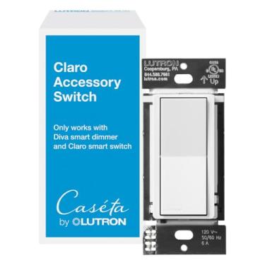 Imagem de Lutron Interruptor de acessório Caseta Smart Claro para 3 vias – Para uso apenas com dimmer inteligente Diva ou interruptor inteligente Claro, DVRF-AS-WH, branco