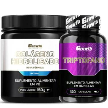 Imagem de Colágeno em Pó 150g + Triptofano 120 Caps Growth Supplements