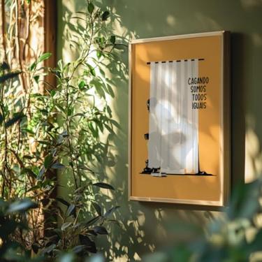 Imagem de Quadro Decorativo Cagando Somos Iguais Com Moldura Banheiro Engraçado Humor Criativo Decoração Wc Lavabo Presente Divertido