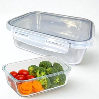 Imagem de Pote de Vidro Hermético com Tampa vedação em Silicone Preto 4 Travas 1040ml – Grande, Retangular, Resistente a Calor, Livre de BPA para Marmita, armazenamento, Freezer, Micro-ondas e Lava-louças