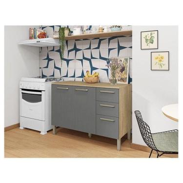 Imagem de Balcão De Pia Ambiente Mad Versalhes 120 Cm Com Tampo Freijó Gris - Kits Paraná