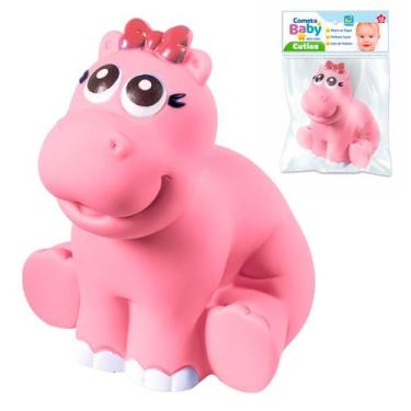 Imagem de Mordedor Bebê 3 Meses Hipopótamo Brinquedo Sensorial Vinil Macio Anima