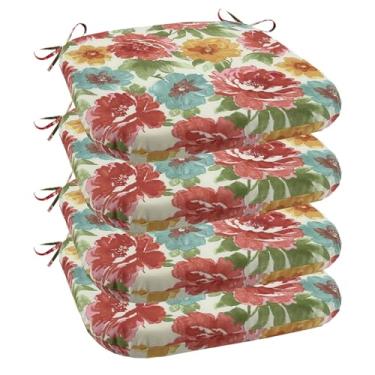 Imagem de Outdoor Chair Cushion Kit 4, Waterproof and Faded Outdoor Seat Cushions with Straps for Patio Furniture Garden Yard Lawn(Rose color)