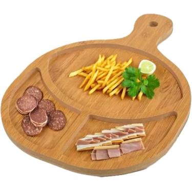 Imagem de Petisqueira de Madeira com 3 Divisórias em MDF Tamanho 24x34cm Ideal para Frios, Queijos, Frutas Secas, Petiscos e Mesa Posta Rústica**