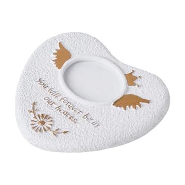 Imagem de KiBcsLic Lápide de cimento para cemitério, placa de cemitério para decoração de prateleiras, resistente às intempéries, com moldura para fotos, Branco