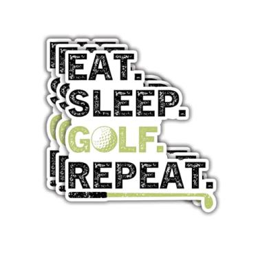 Imagem de (3 peças) Eat Sleep Golf Repeat Adesivo Engraçado Citações Sarcásticas Frases Inspiradoras Amantes de Esporte Adesivos de Presente para Tumbler Laptop Kindle Garrafas de Água Tablet Livros Telefone