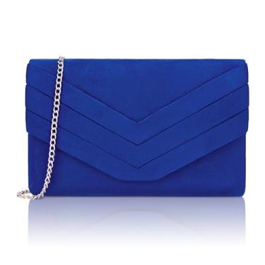 Imagem de Bolsa de noite Milisente para mulheres, envelope de camurça, bolsa de ombro transversal, 808 Royal Blue, Medium