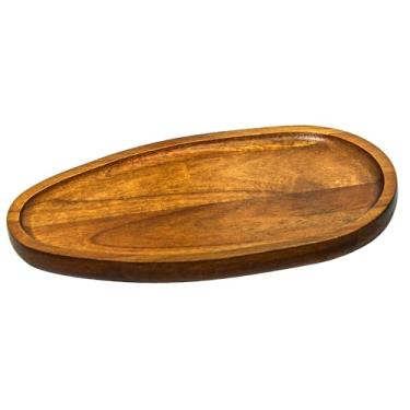 Imagem de Caylielam Suporte para moedor de sal e pimenta, bandeja de madeira, moedor de pimenta, garrafa de tempero, descanso para balcão, placa decorativa oval pequena rústica protetora de mesa de jantar