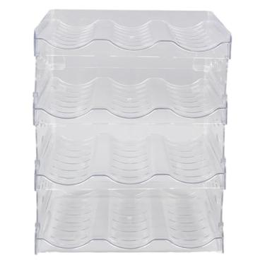 Imagem de ZJchao Organizador Transparente de Garrafa de água 4 Embalagem Plástico de Copo Plástico de Plástico Prateleira de Armazenamento de Despensa Destacável