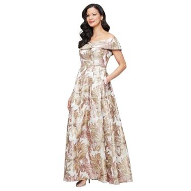 Imagem de Alex Evenings Vestido feminino formal longo para mãe da noiva com bolsos, Taupe Multi, 46