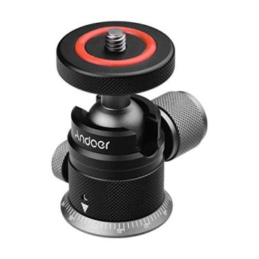 Imagem de Andoer — Cabeça esférica de tripé DSLR de liga de alumínio, suporte panorâmico com rotação de 360° e rotação de 180° com base escalada, montagem universal de 1/4 para câmera DSLR sem espelho