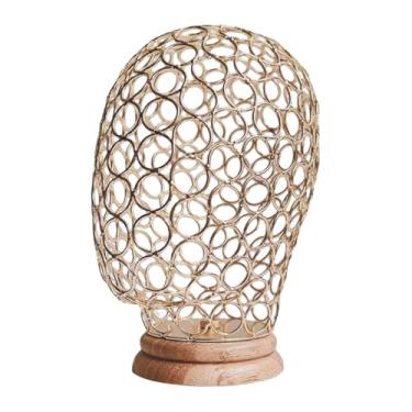 Imagem de Ysyqkn Suporte para Perucas, Cabeça de Manequim Oca de Metal, Expositor de Chapéus, Suporte para Perucas, Modelo de Exibição de Perucas, Suporte para Perucas, Ouro