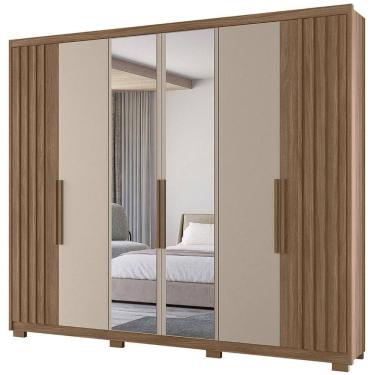 Imagem de Guarda Roupa Casal 260cm Com Espelho Gaia Carvalho/fendi Z17 - Mpozenato