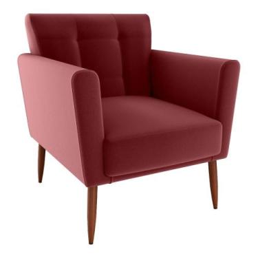 Imagem de Poltrona Decorativa Pes Palito Cancun Veludo Milani Store, Vermelho