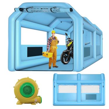 Imagem de GONFLABLE Cabine de pintura inflável 4 x 2,6 x 2,6 m, cabine de pulverização inflável com um soprador de 750 W e sistema de filtro de ar Cabine de pintura portátil de carro para estacionamento de carro, barraca e estação de trabalho