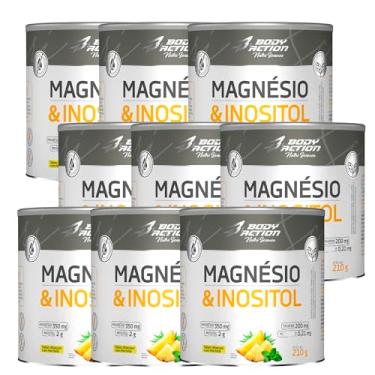 Imagem de Kit 9x Magnésio Inositol 210g - Bodyaction (9x Potes, Abacaxi com Hortelã)