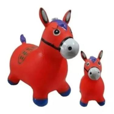 Imagem de Cavalinho Pula Pula, Upa Upa Grande, Com Musica e Luzes de Borracha Resistente (Vermelho)