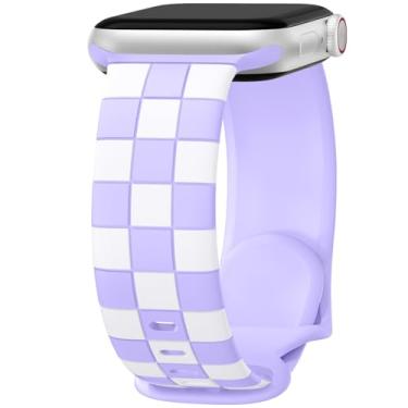 Imagem de DaQin Pulseiras femininas xadrez compatíveis com Apple Watch séries 10, SE, 9, 8, 7, 6, 5, 4, 3 e 2 de 40 mm, 41 mm, 42 mm, 38 mm, 40 mm, 41 mm, 41 mm, 4 e 2