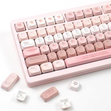 Imagem de Teclas PBT 120 teclas perfil MOA conjunto de teclas rosa com sublimação de tinta para teclados mecânicos Cherry Gateron MX Swithes