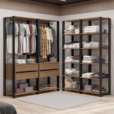 Imagem de Guarda-Roupa Closet Modulado 4 Gavetas 258 cm Valencia Madesa 03, Rust