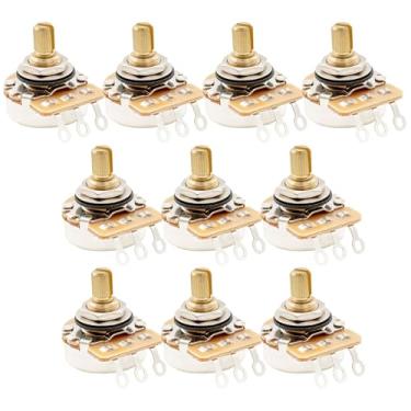 Imagem de Musiclily Pro HD B250K Potenciômetros cônicos lineares de latão com eixo dividido curto de 1/4 polegada para baixo de guitarra elétrica (conjunto de 10)
