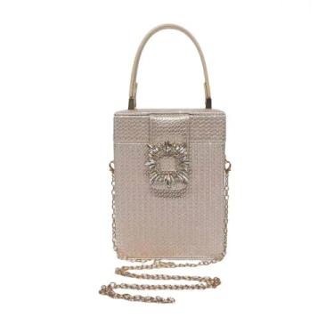 Imagem de CORIOS Bolsa feminina para noite com strass e lantejoulas brilhantes, bolsa de ombro de cristal, Dourado, Large