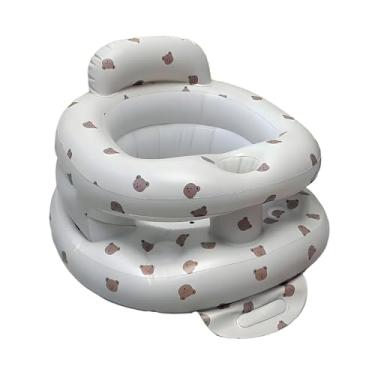 Imagem de Assento de bebê inflável para bebês de 3 a 36 meses, cadeira sentada com bomba de ar embutida, assento de apoio infantil para sentar e aprender a sentar, design surround completo (urso)